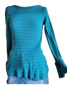 Y2K MUDD blue striped long sleeve shirt size medium